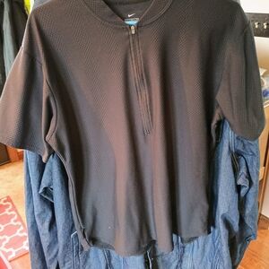 Nike Black Short Sleeve Zip Top